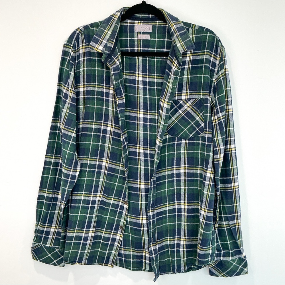 MENS: Truly Green Plaid Long Sleeve Button Up